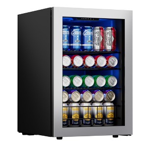 Ca'Lefort Beverage Refrigerator Cooler, 77-80 Can Freestanding Beverage Fridge, Compact Mini fridge with Glass Door for Home/Bar/Office - 1 of 4