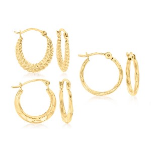 Ross-Simons 14kt Yellow Gold Jewelry Set: 3 Pairs Of Huggie Hoop Earrings - 1 of 4