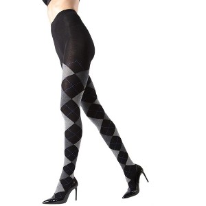 Memoi Classic Large-Print Argyle Sweater Tights - 1 of 4