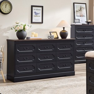 Farmhouse Dresser for Bedroom, Rustic Wood Chest of Drawers for Bedroom - 1 of 4