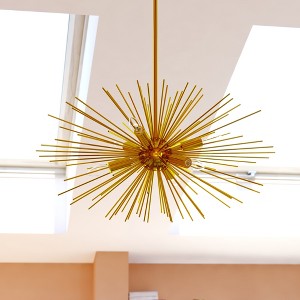 VAXCEL Nikko 6L Starburst Gold Mid-Century Modern Pendant Light - 1 of 4