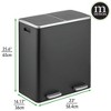 mDesign Metal Steel 60-Liter Large Dual Compartment Step Trash Can - Black - 2 of 4