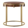 Ervyn Natural Finish End Table with Metal Base Gold - Inspire Q: Round, Walnut Veneer, Living Room Storage - 3 of 4
