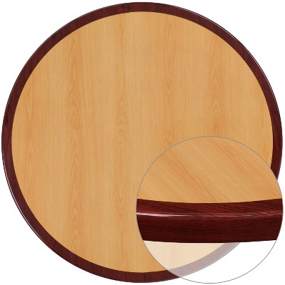 Flash Furniture 30'' Round 2-Tone High-Gloss Cherry / Mahogany Resin Table Top with 2'' Thick Drop-Lip