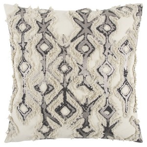 HomeRoots Ivory Gray Snakeskin Pattern Throw Pillow - 1 of 4