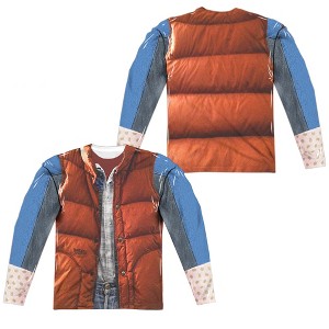 Men's Back To The Future Mcfly Vest (Frontback Print) Long Sleeve Costume T-Shirt - 1 of 4