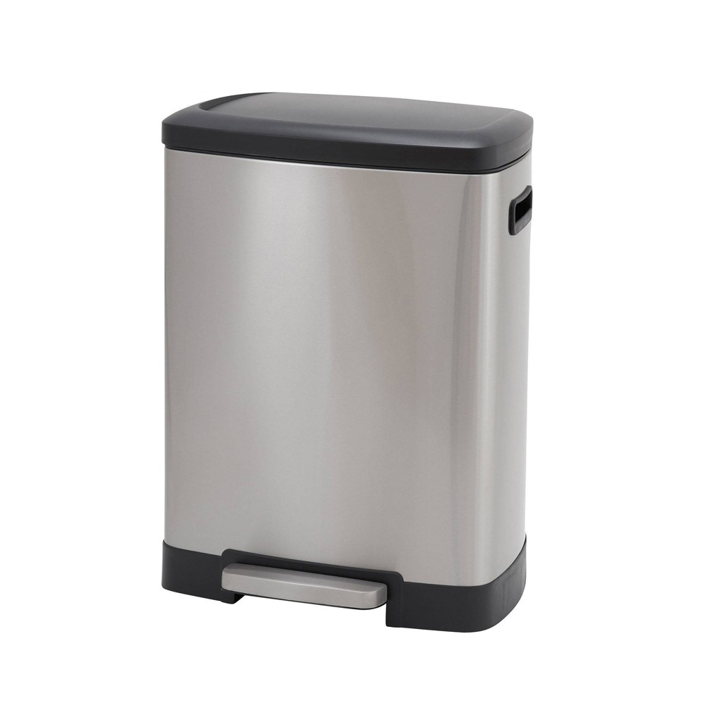 Household Essentials 50L Rectangle Design Trend Step Trash Can Stainless Steel
