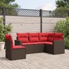 vidaXL 5 Piece Patio Sofa Set with Cushions Brown and Red Poly Rattan - Without Table - 2 of 4