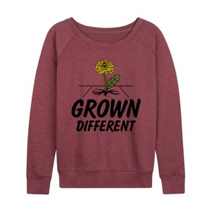 Women's - Instant Message - Grown Different Dandelion Lightweight French Terry Wide Neck Long Sleeve Graphic Shirt - 1 of 4