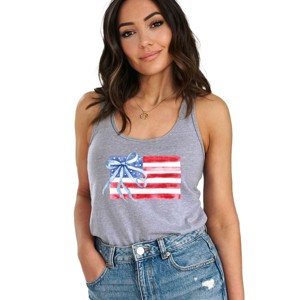 Simply Sage Market Watercolor Flag Coquette Racerback Tank - 1 of 4
