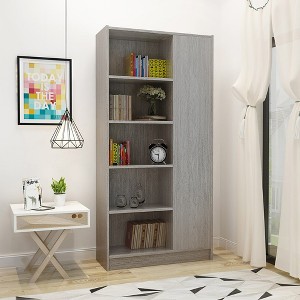 5-Tier Bookshelf, Mid-century Modern Freestanding Bookcase With Door, Floor Standing Storage Unit, Multi-Functional Storage Rack - 1 of 4