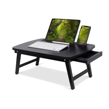 BirdRock Home Portable Sit or Stand Desk with Storage Drawer and Media Slot - Espresso