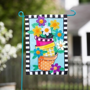 Evergreen Stacked Spring Flower Pots Garden Applique Flag 12.5 x 18 Inches Indoor Outdoor Decor - 1 of 4