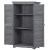 Lorna 3-tier Fir Wood Patio Tool Shed, Storage Shed Cabinet, Outdoor Furniture - Maison Boucle - 3 of 4