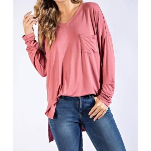 Women's Basic with Pocket Solid Tee - mono b - 1 of 1