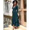 Coolmee Women's Maternity Dress V neck 3/4 Sleeve Ruffle Long Dress High Waist A Line Maxi Dress with Belts - 2 of 4