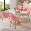 VECELO Velvet Dining Chairs Set of 2/4, Upholstered Kitchen Chairs with Cushion, Padded Backrest & Metal Legs, Pink/White - 2 of 4