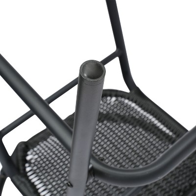 Black Aluminum Frame Indoor-Outdoor Rattan Barstools, Set of 2
