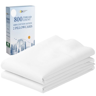 Luxury Pillowcase Set - 800 Thread Count 100% Cotton Sateen, Soft & Cooling Pillowcases by California Design Den
