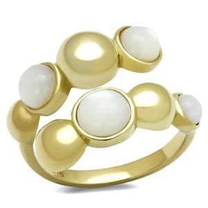 Slickblue Women's IP Gold Stainless Steel Ring with Semi-Precious Coral in Aurora Borealis, Size 5-10 - 1 of 4