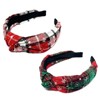Wrapables Wide Knotted Headbands, Top Knot Headbands for Women and Girls, 2pc Xmas Plaid - 2 of 4