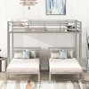Streamdale Full over Twin&Twin Size Bunk Bed with Built-in Shelf, Silver - 3 of 4