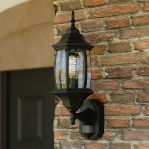 VAXCEL Rogers Park Aluminum 6.25-in. W 1 Light Black Motion Sensor Dusk to Dawn Outdoor Wall Lantern Clear Glass - 1 of 4