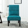 CAVINAS Chenille Fabric Upholstered Accent Chair, Contemporary Chenille Fabric Armless Accent Chair with Pillow, Teal Blue - 2 of 4