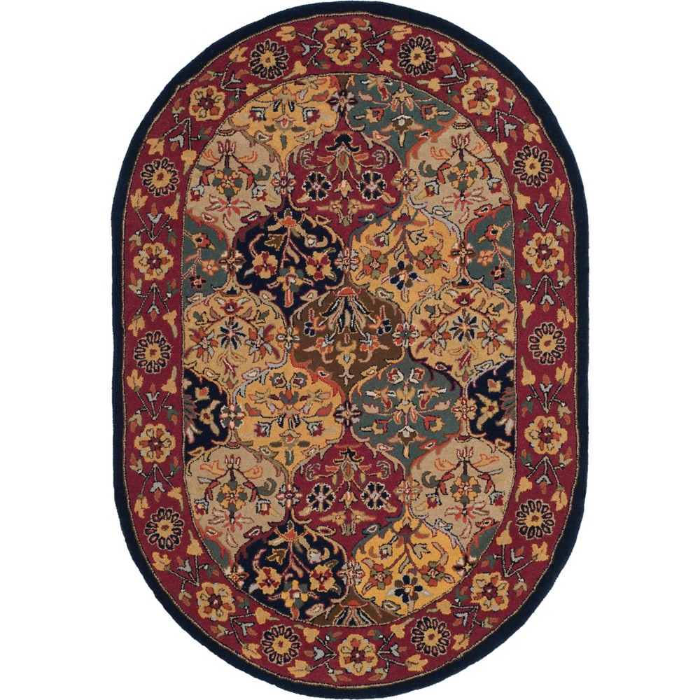 4'6inx6'6in Floral Tufted Oval Area Rug Navy - Safavieh