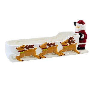 Tag 4.0 Inch Merry Santa Sleigh Dish Reindeer Candy Dishes - 1 of 3