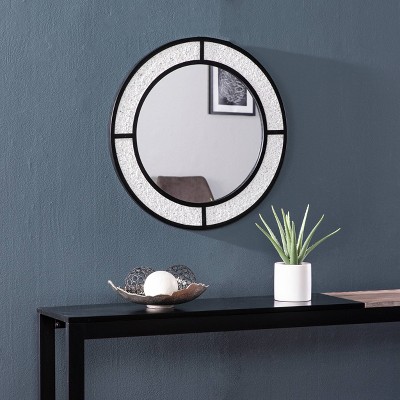 Bergray Aiden Lane Round Faux Stone Mirror Wall Mirrors Gray/Black - Southern Enterprises