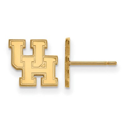 Black Bow Jewelry 14k Yellow Gold Houston Cougars NCAA Post Earrings