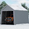 Portable Carport Shelter - Waterproof Storage Shed w/Roll-Up Zipper Doors, Sturdy Metal Frame, All-Season Protective Cover for Vehicles/Storage - 3 of 4