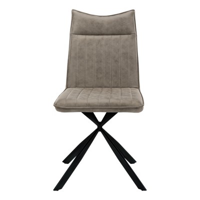 Taupe Faux Leather Upholstered Side Chair with Black Metal Legs