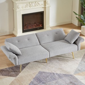 NicBex Teddy Buttons Tufted Accent Loveseat Sofa with Side Pocket & Foldable Armrest,Folding Sleeper Chair for Living Room,Bedroom - 1 of 4