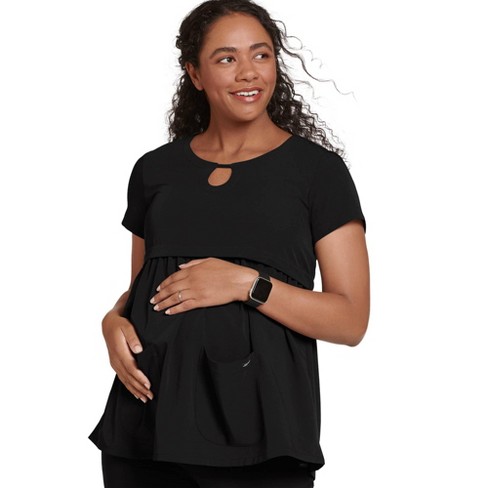 Jockey Women's Empire Waist Maternity Scrub Top L Black : Target