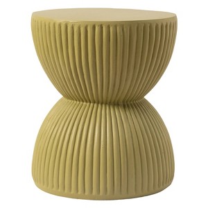 LeisureMod 15” Wide Side Table End Table in Fiberstone with Hourglass Design No Assembly for Indoor and Outdoor Use Spire Collection - 1 of 4