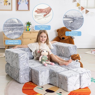 Dyonery Kids Sofa 10pcs Modular Kids Play Couch Convertible Foam and Floor Cushion Glow in The Dark