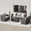 Patio Furniture Sets 6 Pieces, PE Wicker Modern Patio Conversation Set with Storage Cushions - 2 of 4
