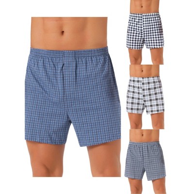 INSPIRE CHIC Men's 4 Pack Classic Plaid Pattern Boxer Shorts Underwear