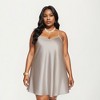 Anna-Kaci Lounge Women's PLus Size Satin Slip Dress with Soft Draping Fabric, Adjustable Spaghetti Straps and A-Line Silhouette - 2 of 4
