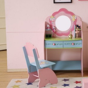 FONTOI Kids Dressing Table with Chair, Fairy Girls Vanity Table for Girls, Pink, 15.35"*47.24"*26.77" - 1 of 4