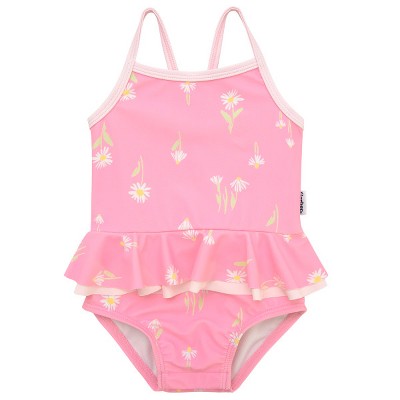 Gerber Baby Girls' One-piece Swimsuit - Pink Daisies - 12 Months : Target