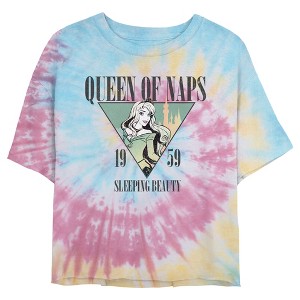 Juniors Womens Sleeping Beauty Aurora Nap Queen 1959Crop T-Shirt - 1 of 4