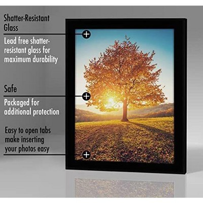 Americanflat 8x10 Picture Frame with Shatter-Resistant Glass - Gallery Style Frame with Engineered Wood - Signature Collection - Black