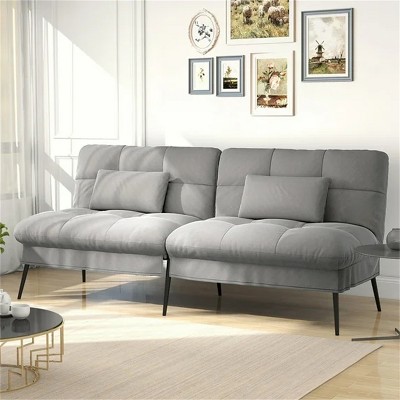Convertible Futon Sofa Bed, Gray