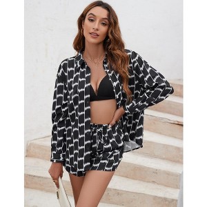 Womens 2 Piece Pajama Sets Lounge Sets Button Down Pajama Pajama Shorts Co-ords Fashion Fall Outfits - 1 of 4