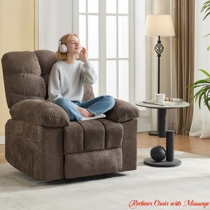 Living Room Chair w/ Massage and Heat - Electric Rocking Recliner w/Overstuffed Back, 2 Side Pockets & Remote - 1 of 4