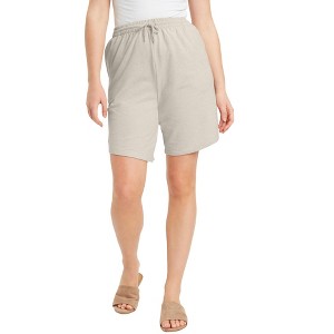 June + Vie by Roaman's Women's Plus Size French Terry Shorts - 1 of 4