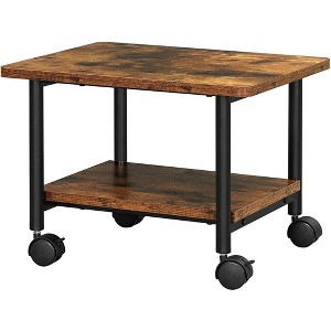 Industrial Under Desk Printer Stand 2-Tier Mobile Machine Cart with Shelf Heavy Duty Storage Rack for Office and Home Rustic - 1 of 4